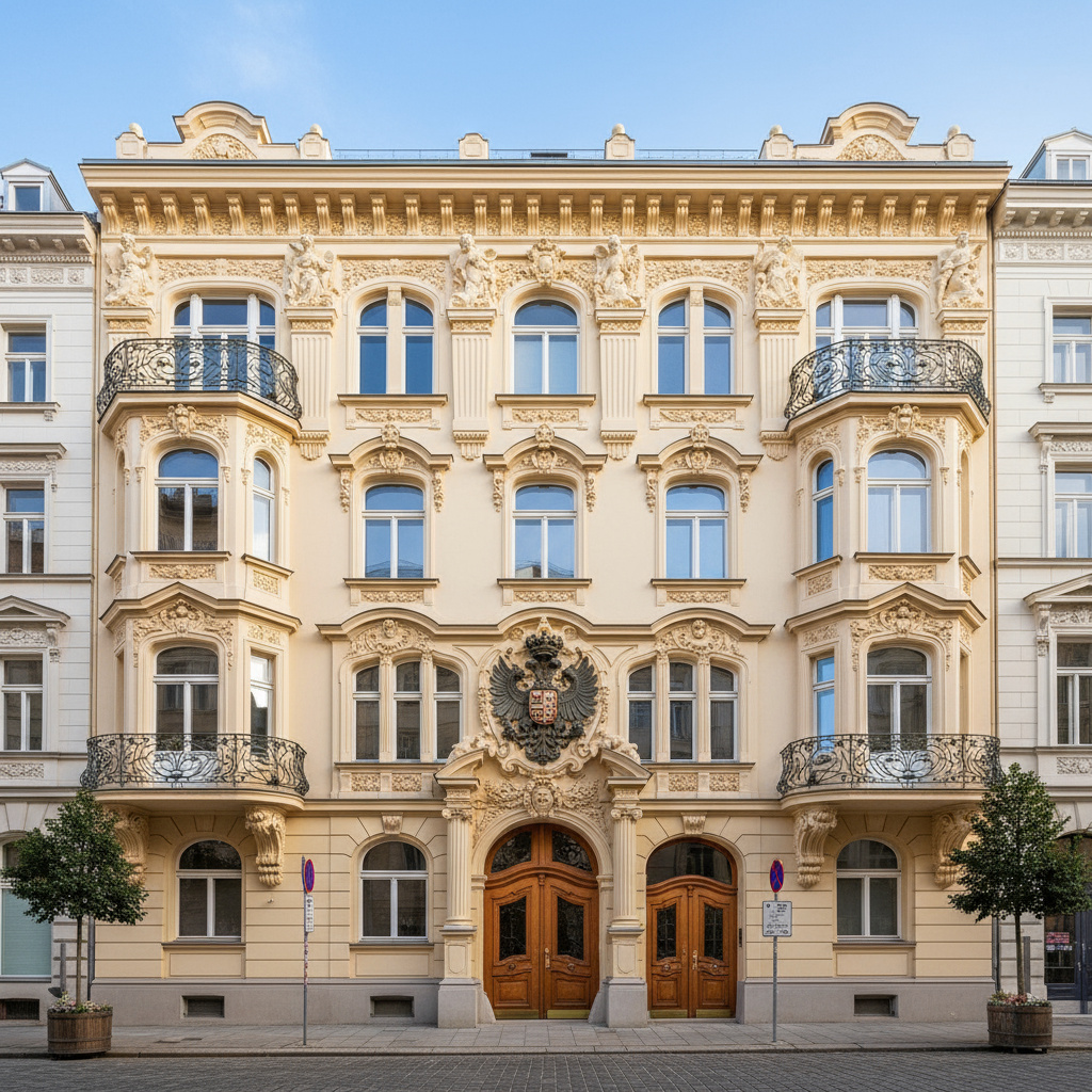 Fassade eines historischen Wiener Gebäudes nach Restaurierung